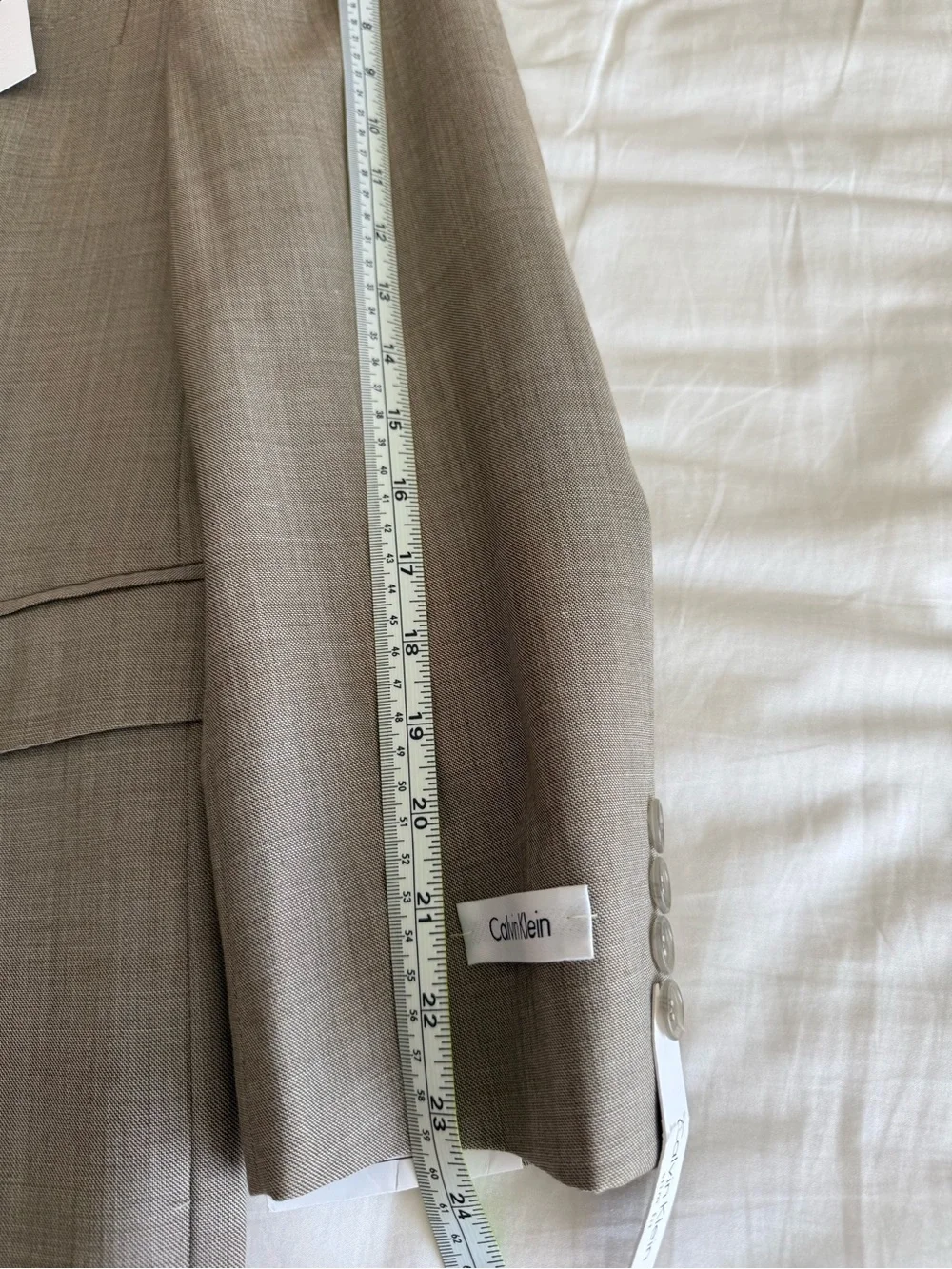 Men's Beige Single-Breasted Blazer - Slim Fit - 38 short - 100% wool